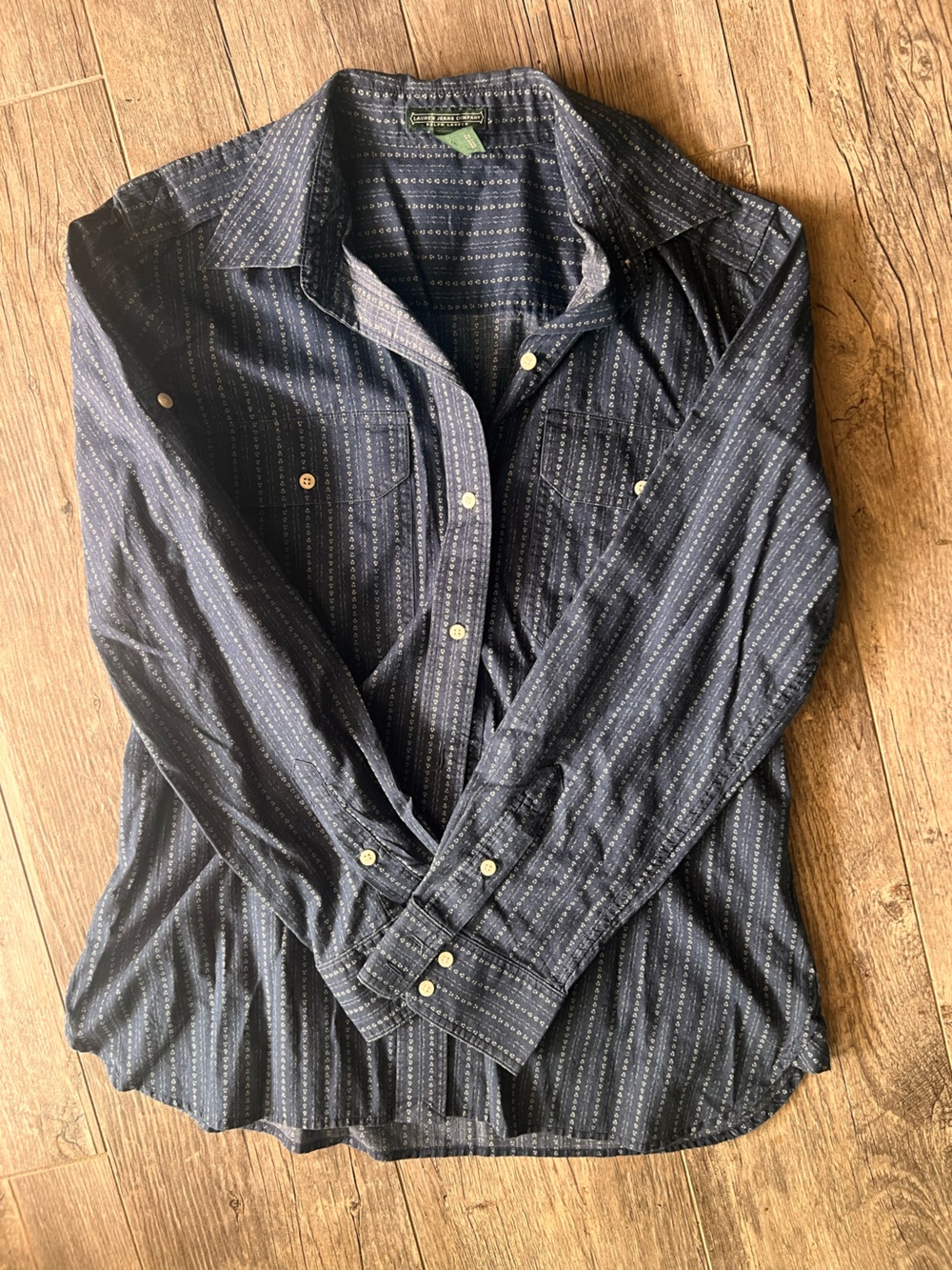 Ralph Lauren Women's M Navy Utility Button Up Shirt Workwear Utility Western